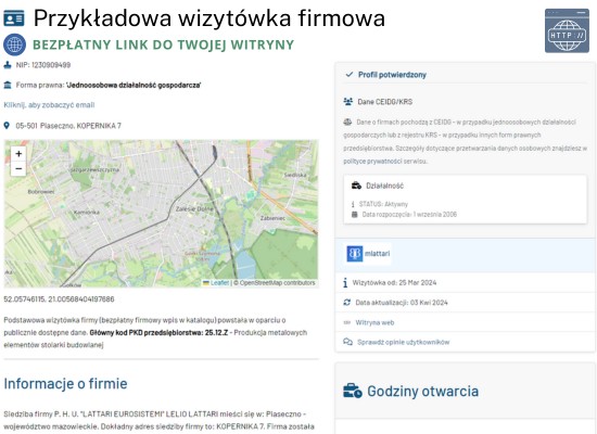 Przykładowa wizytówka firmowa